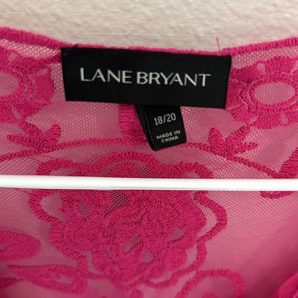 Lane Bryant Embroidered Lace Babydoll Top Fuschia EUC - Picture 2 of 4